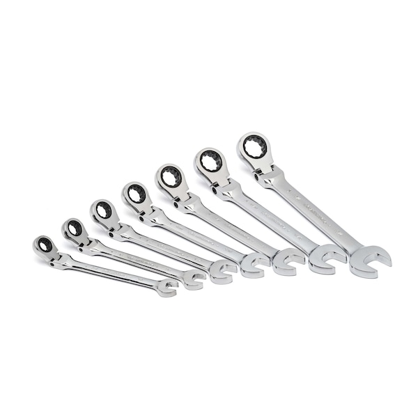 Gearwrench 7 Piece 72-Tooth 12 Point Flex Head Ratcheting Combination SAE Wrench Set - 9700