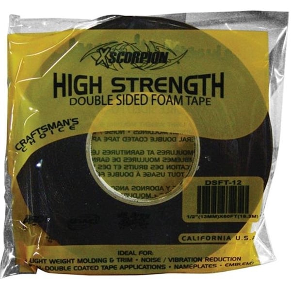 Cinta de espuma de doble cara XSCORP DSFT12 .5 pulg. x 60 pies - DSFT12