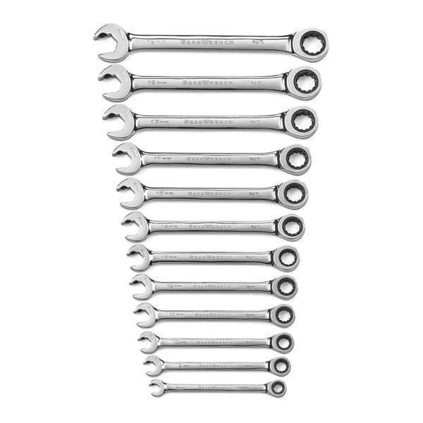 Gearwrench 12 Piece 72-Tooth 12 Point Open End Ratcheting Metric Wrench Set - 85597