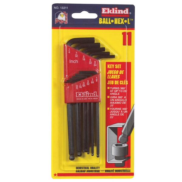 Eklind Eklind Ball-Hex-L SAE Long Arm Ball End Hex L-Key Set 11 pc - 13211