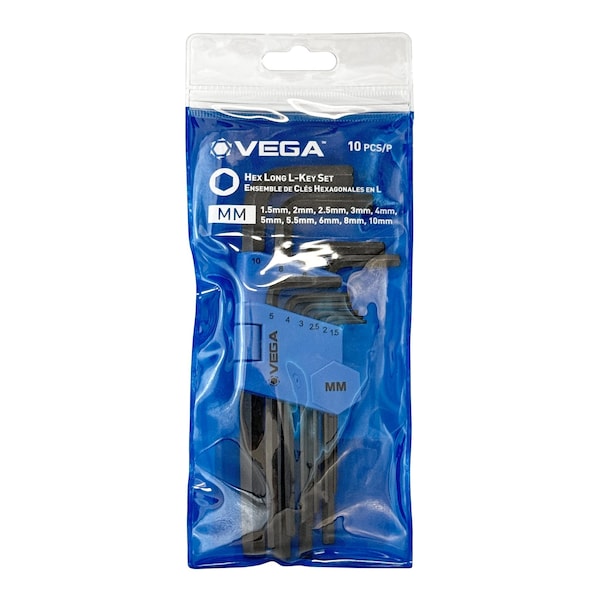 Vega Hex L-Key Set - Metric (Long), 10 pieces - HL10AM