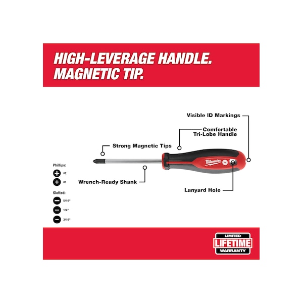 Milwaukee Tool 6 pc. Tri-Lobe Screwdriver Set - 48-22-2706