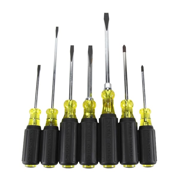 Klein Tools Screwdriver Set, General Purpose, Slotted and Phillips Tip, Steel Shank, Ergonomic Grip, 7-Piece - 85076