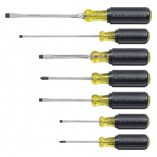 Klein Tools Screwdriver Set, General Purpose, Slotted and Phillips Tip, Steel Shank, Ergonomic Grip, 7-Piece - 85076