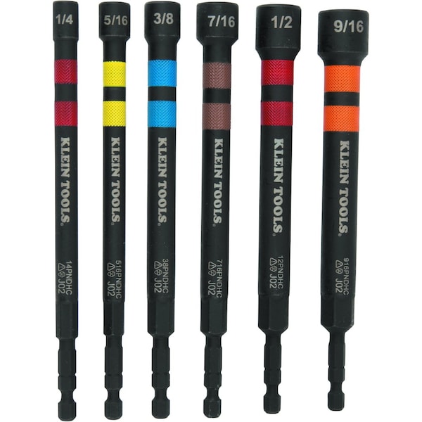 Klein Tools Hollow Magnetic Color-Coded Ratcheting Power Nut Driver, Six Sizes, 7-Piece - 32950