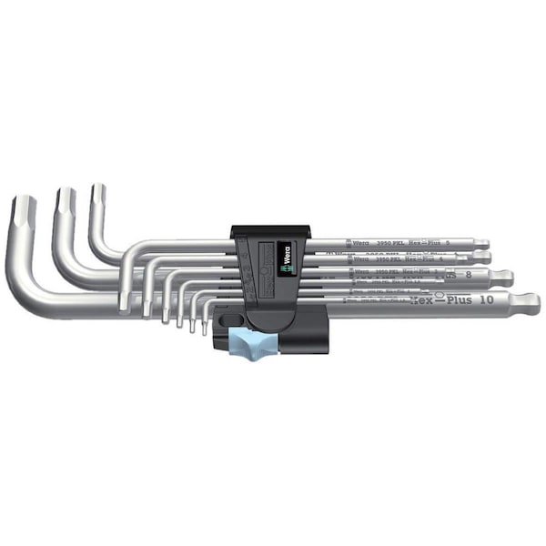 Wera Stainless Steel Metric Allen Wrench L Key Set - 9 Piece - 5022720001