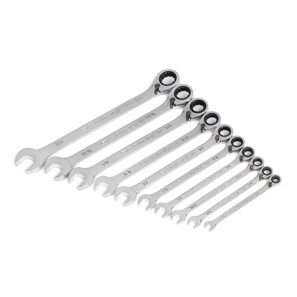Gearwrench 10 Piece 90-Tooth 12 Point SAE Reversible Ratcheting Wrench Set - 86658