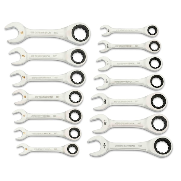 Gearwrench Metric Stubby Ratchet Combo Wrench 14Pc - 86859