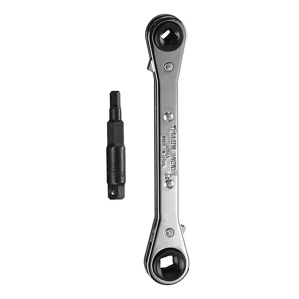 Yellow Jacket 1/4", 3/16", 3/8", 5/16" Drive, 5 1/2 in Pear Hand Ratchet, Chrome - 60610