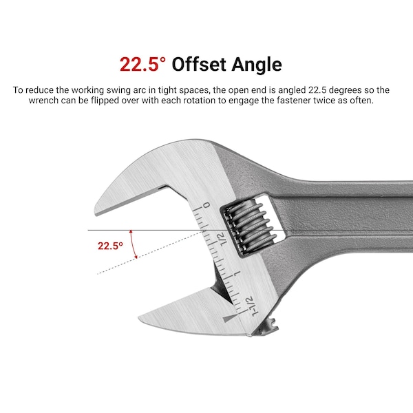 Tekton 9'' Wide-Jaw Adjustable Wrench, 1-1/2'' Capacity - WSA04222