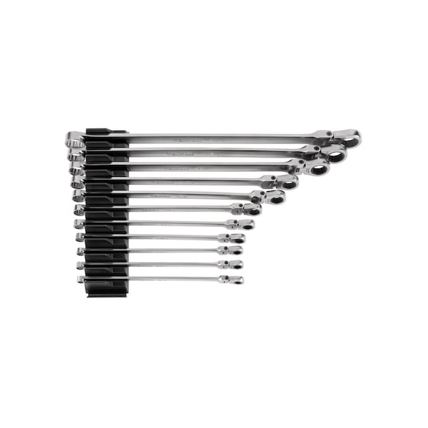 Tekton Long Fixed/Flex Head 12-Pnt Ratcheting Box End Wrench Set W/ Modular Organizers, 11-Piece, 1/4-3/4'' - WRB95301