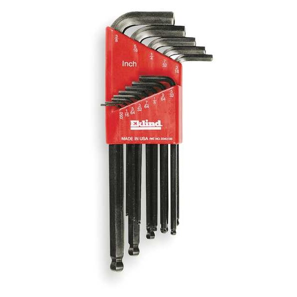Eklind 13-Piece Hex Key Set, Ball-Hex-L Shape, SAE Fractional Inch - 13213