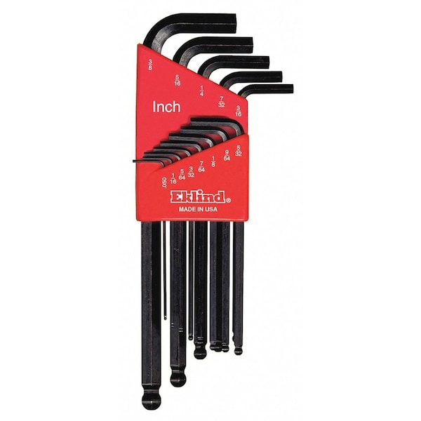 Eklind 13-Piece Hex Key Set, Ball-Hex-L Shape, SAE Fractional Inch - 13213