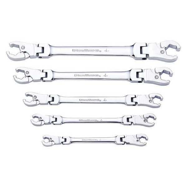 Gearwrench 5 Piece Ratcheting Flex Head Flare Nut SAE Wrench Set - 89100
