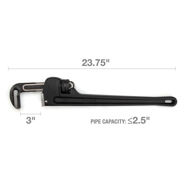 Steelman 24Inch HeavyDuty Cast Aluminum Straight Handle Pipe Wrench - 60875