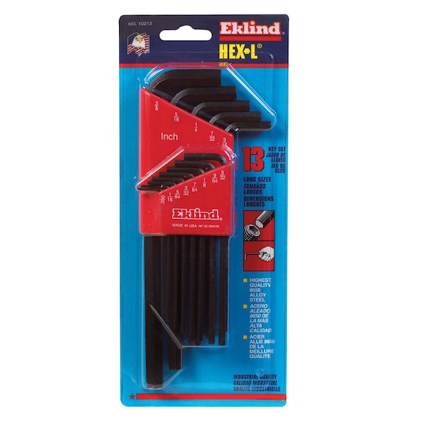 Eklind Eklind Hex-L .050 to 3/8 in. SAE Long Arm Hex L-Key Set 13 pc - 10213