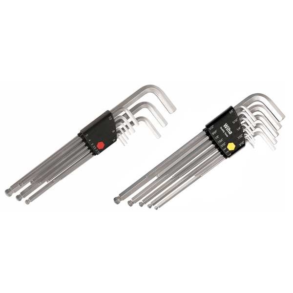 Wiha 22-Piece Hex Key Set, Metric/SAE L-Shape, Alloy Steel, Chrome, Plastic Holder - 66993
