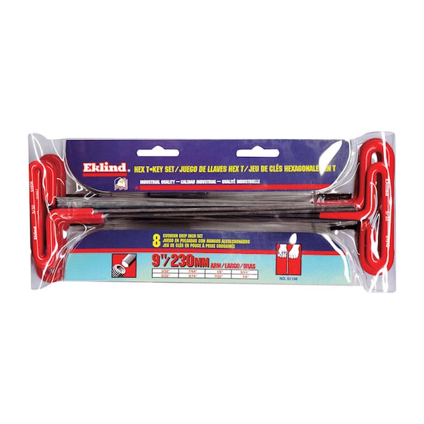 Eklind Eklind 3/32 to 1/4 in. SAE T-Handle Hex Key Set 8 pc - 53198