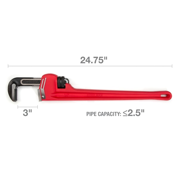 Steelman 24Inch HeavyDuty Cast Iron Straight Handle Pipe Wrench - 60880