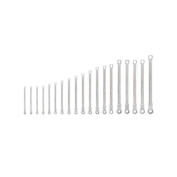 Tekton Long Fixed/Flex Head 12-Point Ratcheting Box End Wrench Set, 19-Piece, 6-24 mm - WRB95004