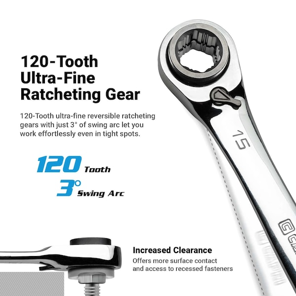 Capri Tools 4-in-1 120-Tooth Box End Reversible Ratcheting Wrench, 9/16, 5/8, 11/16, 3/4 in., SAE - CP11883