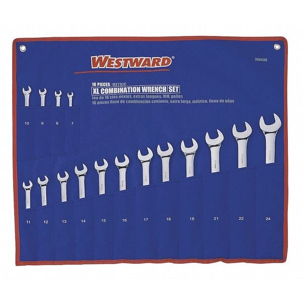 Westward Combo Wrench Set, 1/4-1-1/8 in, 7-24 mm, 32-Piece - 3XU43