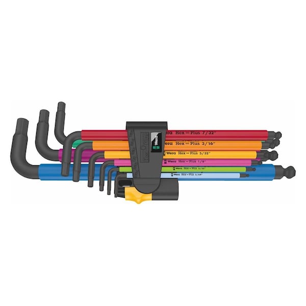 Wera 950-9 Hex Plus Multicolour Imperial L-Key Set, BlackLaser - 9 Piece - 5022640001