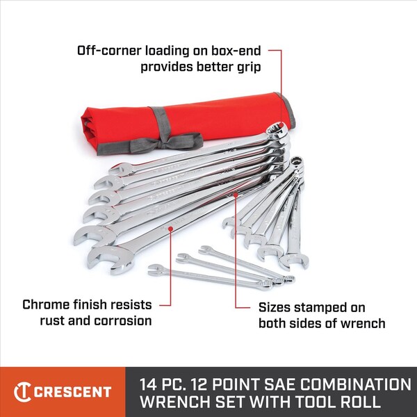 Crescent Crescent 12 Point SAE Combination Wrench Set 19.3 in. L 14 pk - CCWS4