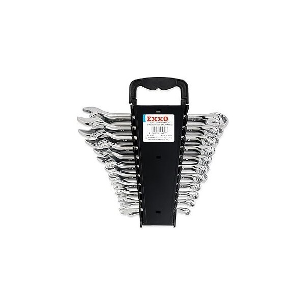 Exxo 22 Piece Combination Wrench Set, 8-18mm, Chrome Vanadium Steel - 8150