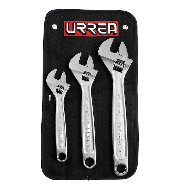 Urrea Adjustable Wrench Chrome-plated set of 3 pieces - 795
