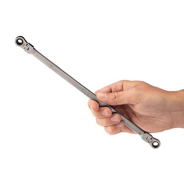 Tekton 1/4 x 5/16 Inch Long Flex Head 12-Point Ratcheting Box End Wrench - WRB36306