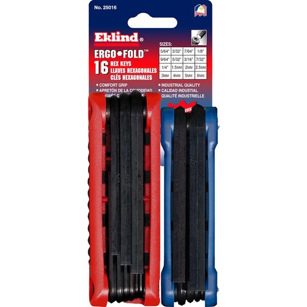 Eklind Eklind Ergo-Fold Metric and SAE Fold-Up Hex Key Sets 16 pc - 25016