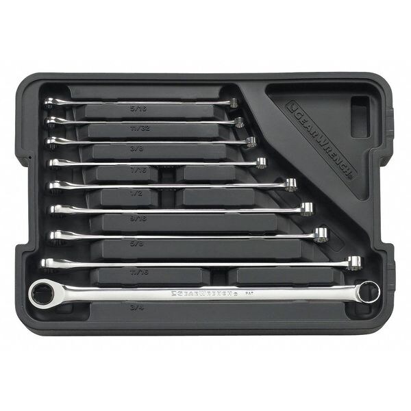 Gearwrench 9 Piece 72-Tooth 12 Point XL GearBox Double Box Ratcheting SAE Wrench Set - 85998