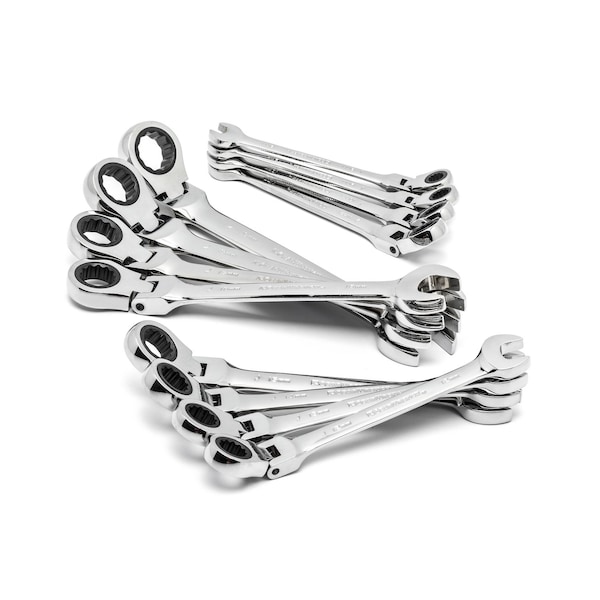 Gearwrench 12 Piece 72-Tooth 12 Point Flex Head Ratcheting Combination Metric Wrench Set - 9901D