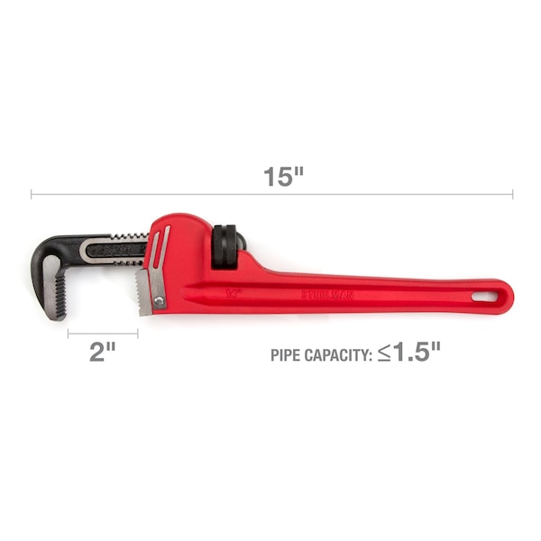 Steelman 14Inch HeavyDuty Cast Iron Straight Handle Pipe Wrench - 60882