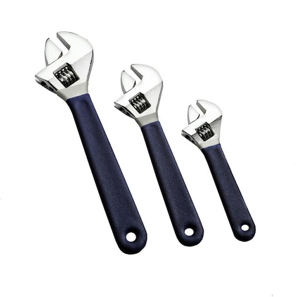 Allied International 6, 8 & 10 in. Adjustable Wrench Set - 3 Piece - 89076