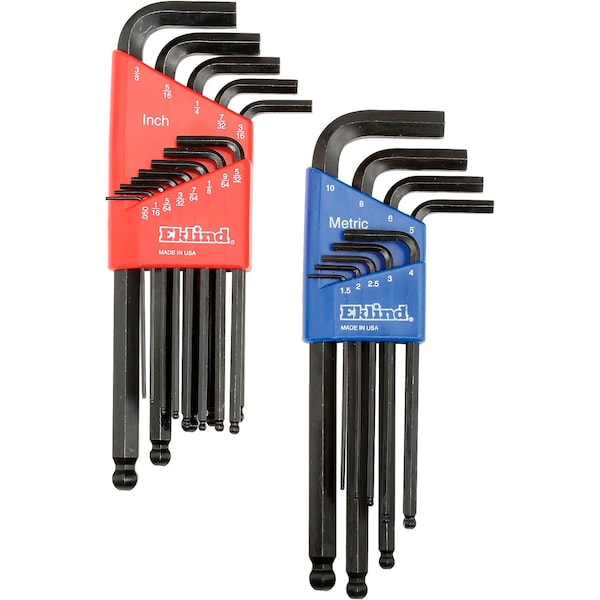 Eklind .050-3/8 & 1.5MM-10MM 22Pc. Ball End Combo Metric & SAE Hex Key Set - 13222