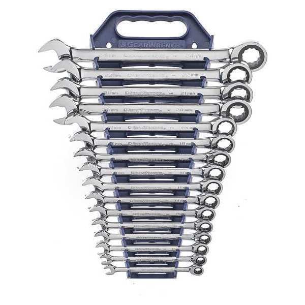 Gearwrench 16 Piece 72-Tooth 12 Point Ratcheting Combination Metric Wrench Set - 9416
