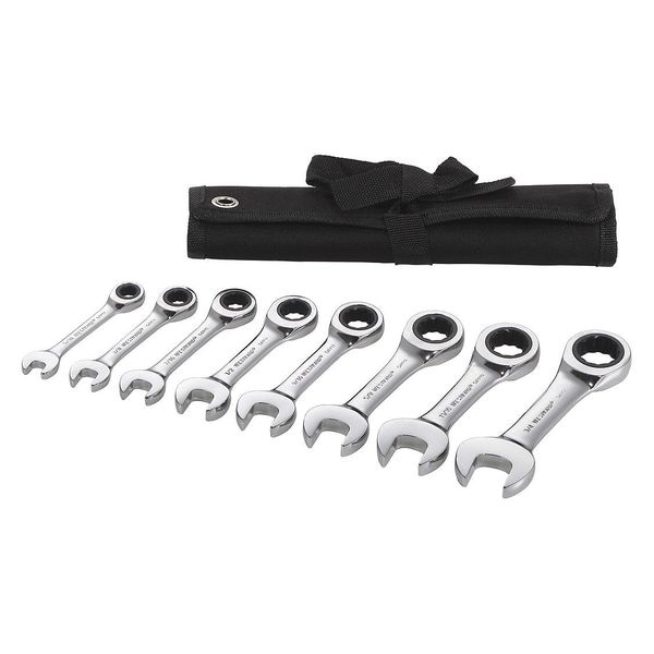 Westward Ratcheting Wrench Set, SAE, 8 pcs. - 54DG30