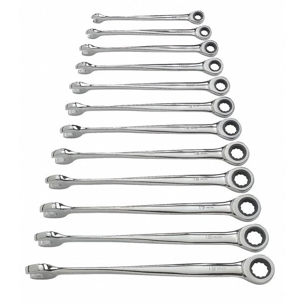 Gearwrench 12 Piece 72-Tooth 12 Point XL X-Beam Ratcheting Combination Metric Wrench Set - 85888