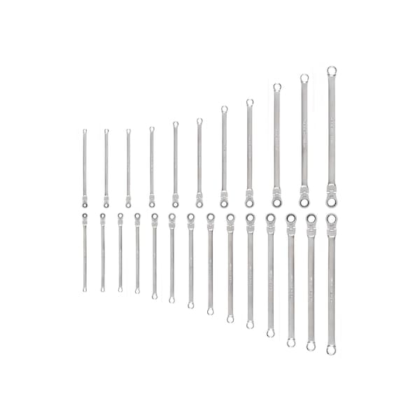 Tekton Long Fixed/Flex Head 12-Point Ratcheting Box End Wrench Set, 25-Piece, 1/4-3/4'', 6-19 mm - WRB95005