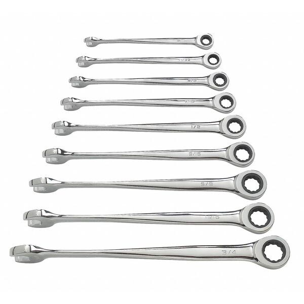 Gearwrench 9 Piece 72-Tooth 12 Point XL X-Beam Ratcheting Combination SAE Wrench Set - 85898