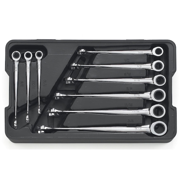 Gearwrench 9 Piece 72-Tooth 12 Point XL X-Beam Ratcheting Combination SAE Wrench Set - 85898