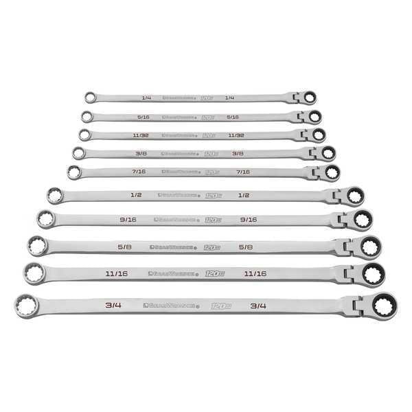 Gearwrench 10 Piece 120XP Universal Spline XL Flex Head GearBox Ratcheting SAE Wrench Set - 86142
