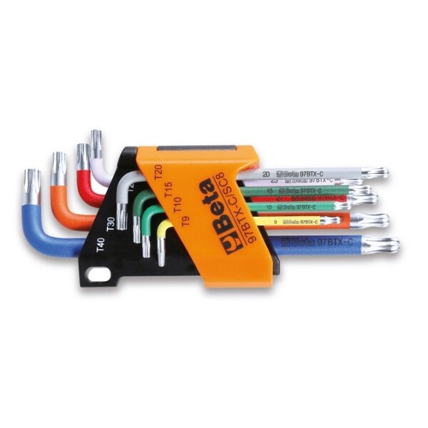 Beta 97BTX Set of 8 Color Coded Star Keys with Ball End and Holder, T9-T40 - 000971658