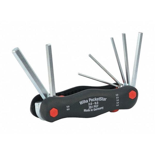 Wiha 7 Piece Metric Fold-Up Hex Key Set, 35195 - 35195