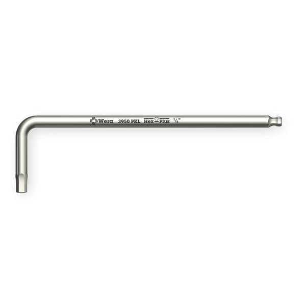 Wera SAE Plain Ball Hex Key, 5/32" Tip Size, 5 3/8 in Long, 1 in Short - 05022714001