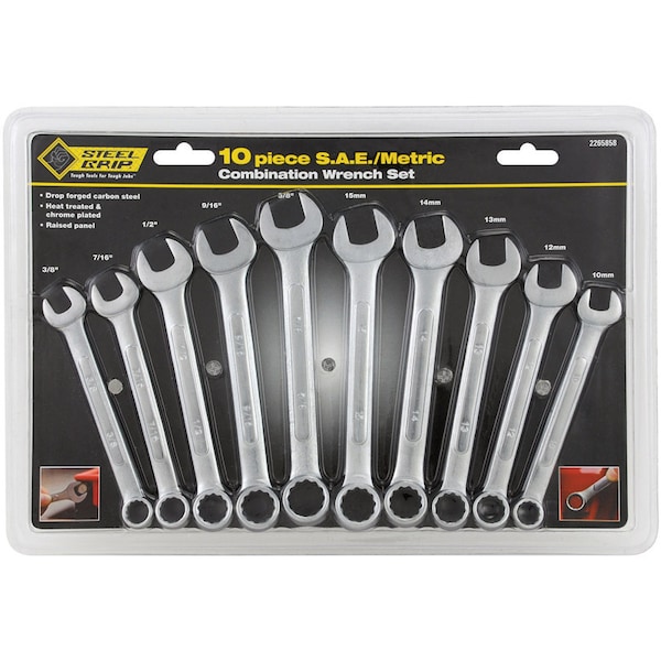 Steel Grip Steel Grip Metric and SAE Wrench Set Multiple in. L 10 pc - 2265858