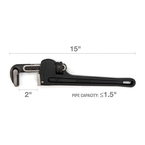 Steelman 14Inch HeavyDuty Cast Aluminum Straight Handle Pipe Wrench - 60877