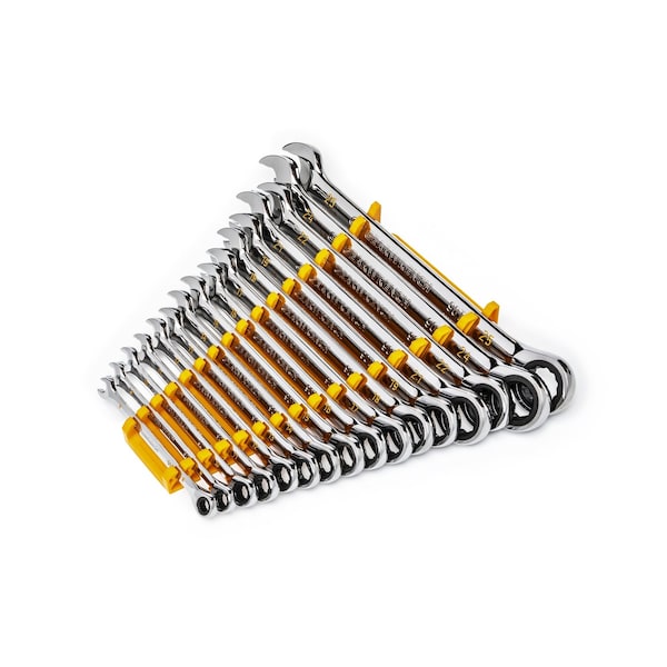 Gearwrench 16 Piece 90-Tooth 12 Point Metric Combination Ratcheting Wrench Set - 86928